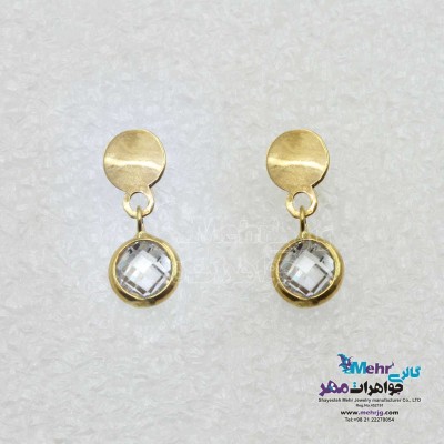 گوشواره میخی طلا - طرح سنگ رنگی