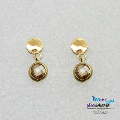 گوشواره میخی طلا - طرح سنگ رنگی