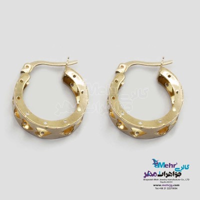 گوشواره حلقه ای طلا - طرح قلب