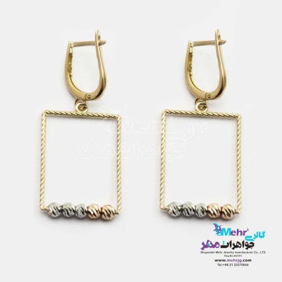 گوشواره گیره ای طلا - طرح هندسی