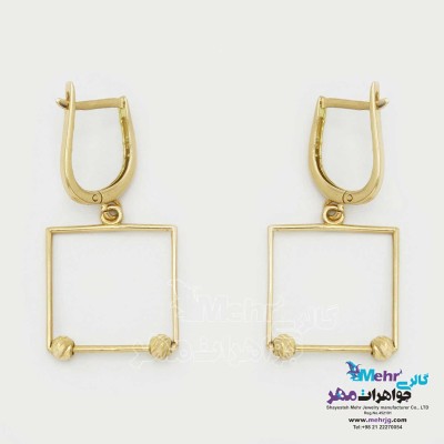 گوشواره گیره ای طلا - طرح هندسی