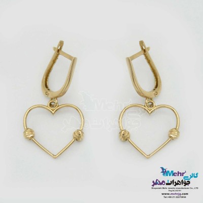 گوشواره گیره ای طلا - طرح قلب