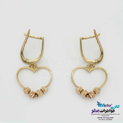 گوشواره گیره ای طلا - طرح قلب