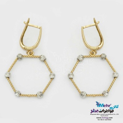 گوشواره گیره ای طلا - طرح هندسی