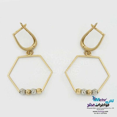 گوشواره گیره ای طلا - طرح هندسی