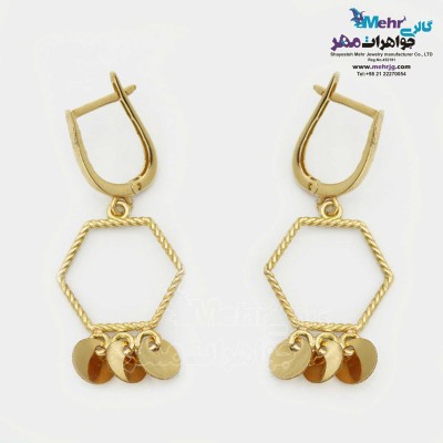 گوشواره گیره ای طلا - طرح هندسی