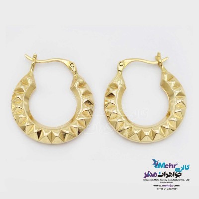 گوشواره گیره ای طلا - طرح چرخ دنده