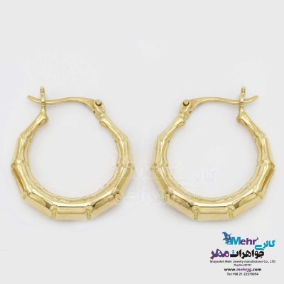 گوشواره گیره ای طلا - طرح بامبو