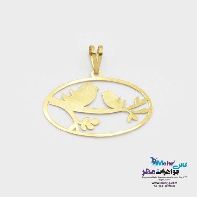 آویز طلا - طرح پرنده و شاخه