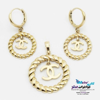 نیم ست طلا - آویز و گوشواره - طرح شنل