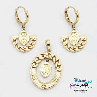 نیم ست طلا - آویز و گوشواره - طرح شنل