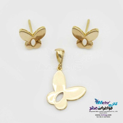 نیم ست طلا - آویز و گوشواره - طرح پروانه