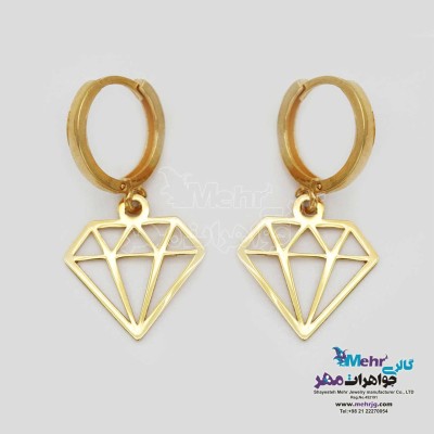گوشواره حلقه ای طلا - طرح الماس