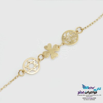دستنبد طلا - طرح شبدر چهار پر و ستاره