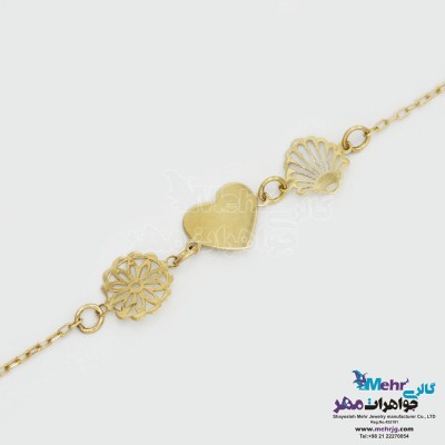 دستبند طلا - طرح قلب و صدف