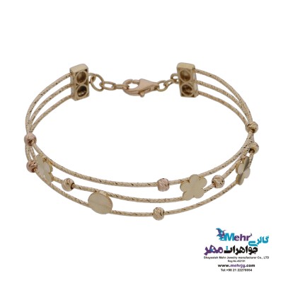 دستبند النگویی طلا - طرح گل