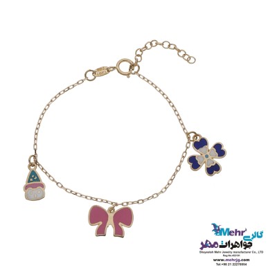 دستبند طلا - طرح گل و پاپیون
