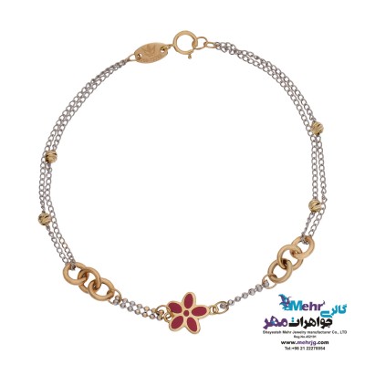 دستبند طلا - طرح گل پنج پر