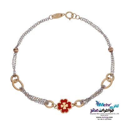 دستبند طلا - طرح گل چهار پر