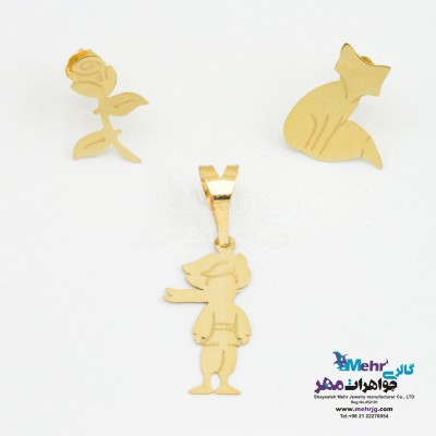 نیم ست طلا - آویز و گوشواره - طرح شازده کوچولو