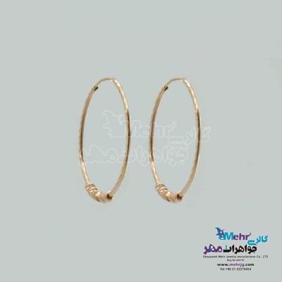 گوشواره حلقه ای طلا - طرح گوی تراش
