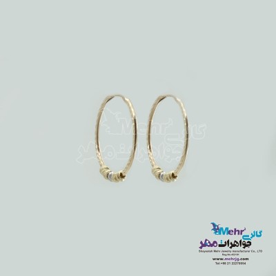 گوشواره حلقه ای طلا - طرح گوی تراش
