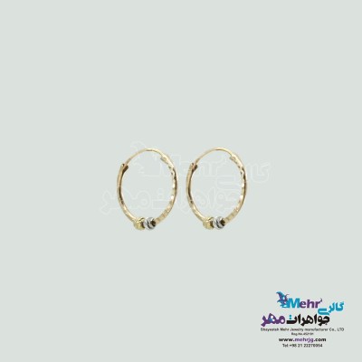 گوشواره حلقه ای طلا - طرح گوی تراش
