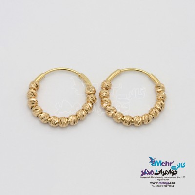 گوشواره حلقه ای طلا - طرح گوی تراش