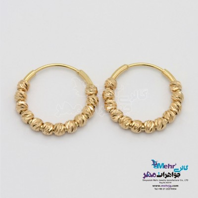 گوشواره حلقه ای طلا - طرح گوی تراش
