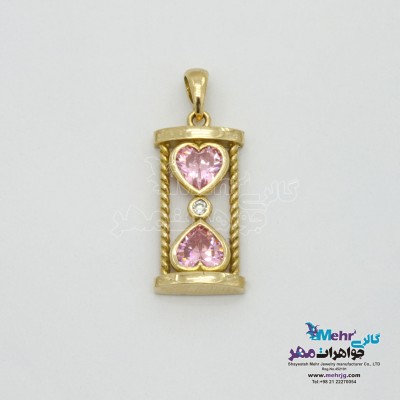 آویز طلا - طرح ساعت شنی
