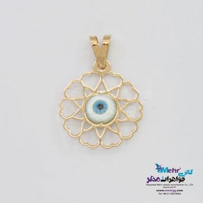 آویز طلا - طرح قلب و چشم نظر
