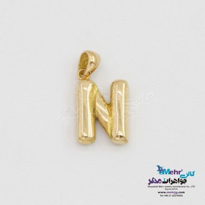 آویز طلا - طرح حروف الفبای لاتین بادکنکیN