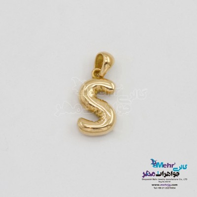 آویز طلا - طرح حروف الفبای لاتین بادکنکی S
