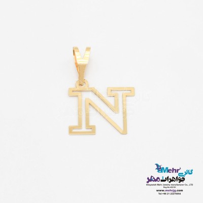 آویز طلا - طرح حروف لاتین N