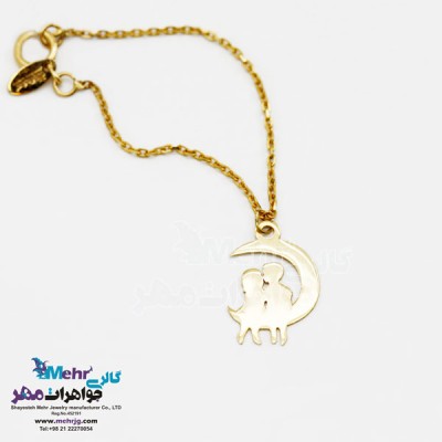 نمای دوم آویز ساعت طلا طرح عاشقانه