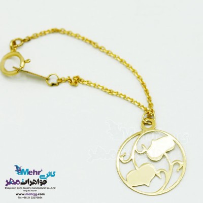 نمای دوم آویز ساعت طلا طرح برگ و شاخه