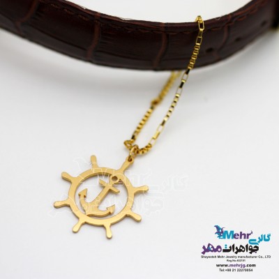 نمای دوم آویز ساعت طلا - طرح سکان کشتی