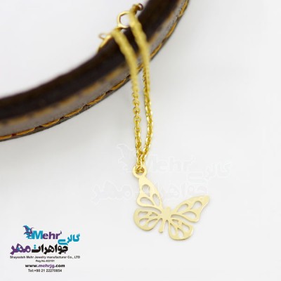 نمای دوم آویز ساعت طلا - طرح پروانه