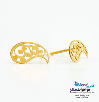 نمای دوم گوشواره طلا -  طرح بته جقه