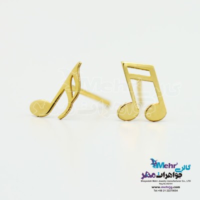 نمای دوم گوشواره طلا - طرح نت موسیقی