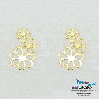 نمای دوم گوشواره طلا - طرح گل