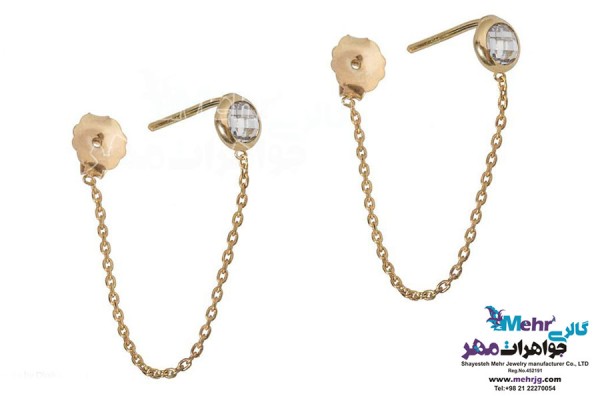 نمای دوم گوشواره طلا - طرح سنگ سفید