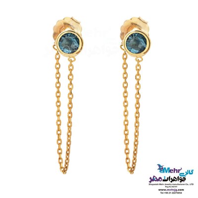 نمای دوم گوشواره طلا - طرح سنگ آبی