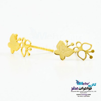نمای دوم گوشواره طلا - طرح پروانه