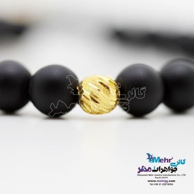 نمای دوم دستبند طلا و سنگ - طرح گوی تراش