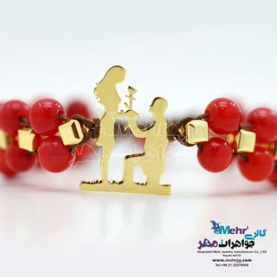 نمای دوم دستبند طلا و سنگ - طرح عاشقانه