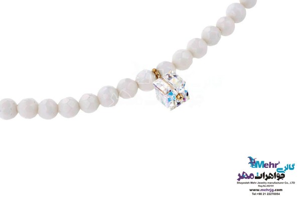نمای دوم پابند طلا و سنگ - سواروسکی مکعب