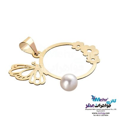نمای دوم آویز طلا - طرح پروانه