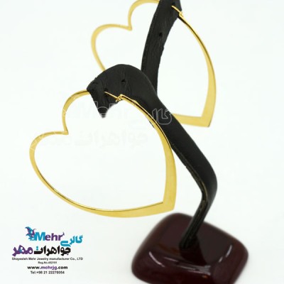 نمای دوم گوشواره حلقه ای طلا - طرح قلب