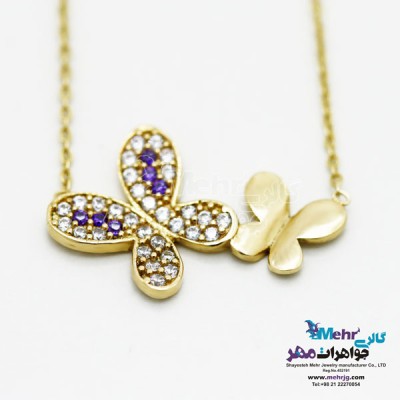 نمای دوم گردنبند طلا - طرح پروانه